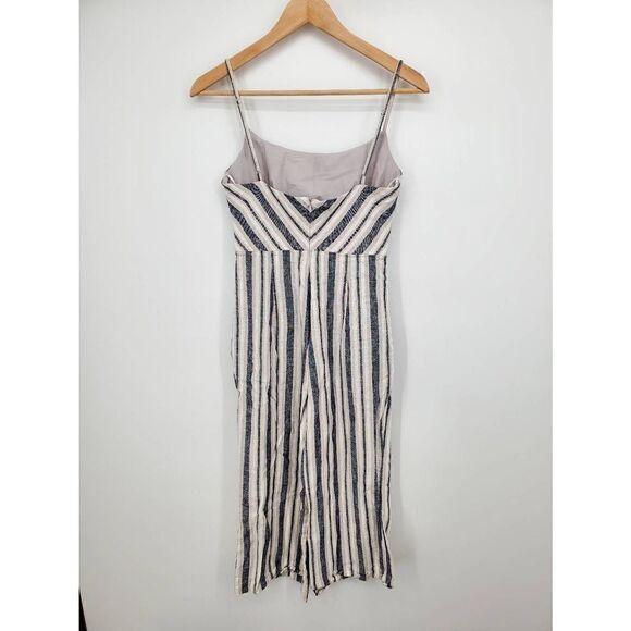 INTERMIX Women's Christy Striped Blue Grey White Culotte Jumpsuit Size Small - Picture 4 of 5